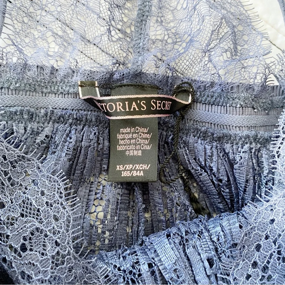 NWOT Victoria's Secret VERY SEXY Pleated Flyaway Babydoll Slip Steel Blue XS